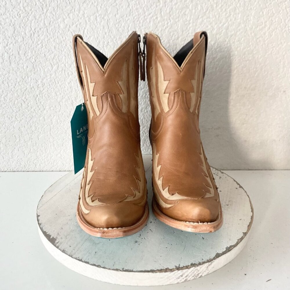 NEW Lane WALK THE LINE Womens Cowboy Bootie 10.5 Brown Cowgirl Short Ankle Boots - Picture 5 of 11